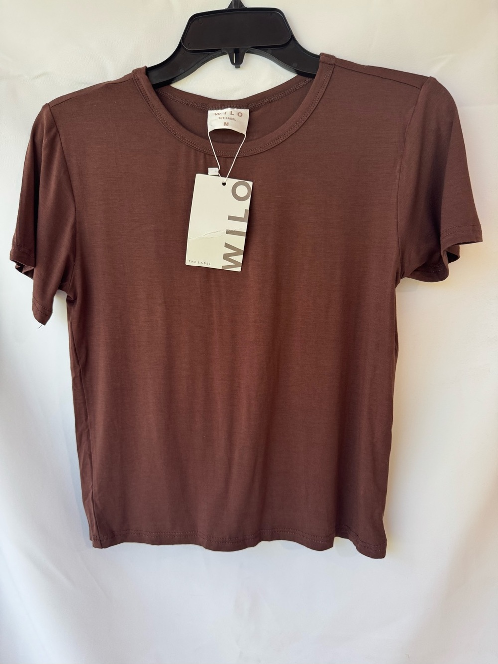 Willo Women's Short Sleeve Crew Neck Tee in Chocolate Brown